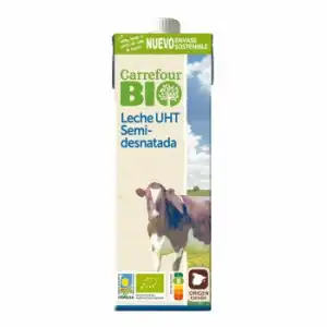 Leche semidesnatada ecológica Carrefour Bio brik 1 l.