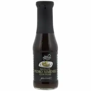 Salsa de Pedro Ximenez con pasas Salsas Asturianas sin gluten botella 330 g.