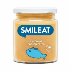 Tarrito de verdura con merluza desde 6 meses ecológico Smileat sin gluten 230 g.