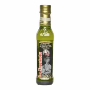 Condimento preparado a base de aceite oliva virgen extra al ajo La Española 250 ml.