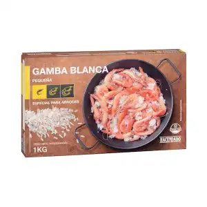 Gamba blanca pequeña Hacendado congelada Caja 1 kg