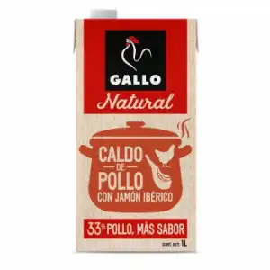 Caldo de pollo con jamón ibérico natural Gallo sin gluten y sin lactosa brik 1 l.