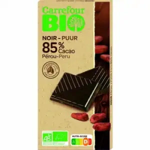 Chocolate negro Perú 85% cacao Carrefour Bio 100 g.