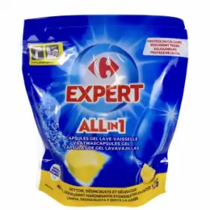 Gel lavavajillas a máquina en cápsulas Todo en uno Carrefour Expert 26 ud.