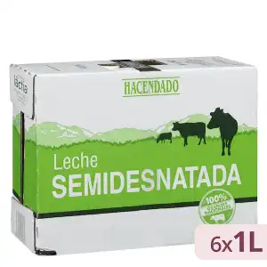 Leche semidesnatada Hacendado 6 bricks X 1 L