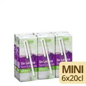 Leche semidesnatada sin lactosa Hacendado 6 mini bricks X 200 ml