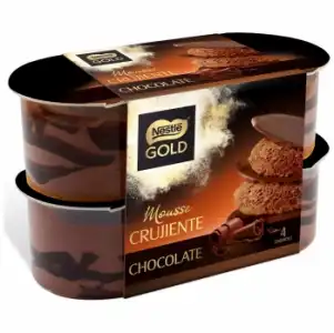 Mousse de chocolate crujiente Nestlé Gold pack de 4 unidades de 57 g.