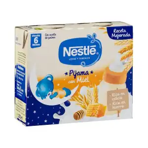 Papilla líquida leche y cereales con miel Nestlé Pijama +6 meses 2 mini bricks X 250 ml