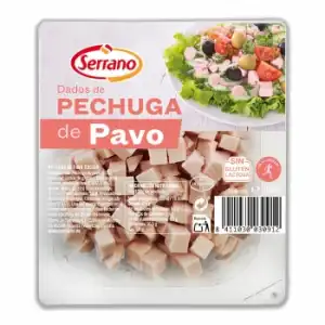 Pechuga de pavo en dados Serrano sin gluten sin lactosa 200 g.