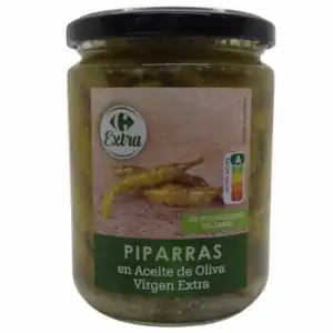 Piparras en aceite de oliva virgen Extra Carrefour 190 g.