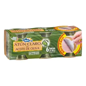 Atún claro en aceite de oliva Hacendado 6 latas X 0.06 kg