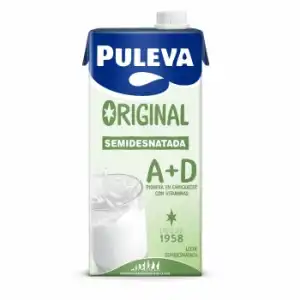 Leche semidesnatada con vitaminas A+D Puleva brik 1 l.