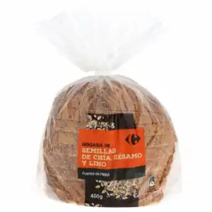 Pan de hogaza de semillas de chía, sésamo y lino Carrefour 400 g.