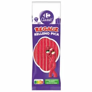 Regaliz de goma sabor fresa y pica pica Carrefour 200 g.