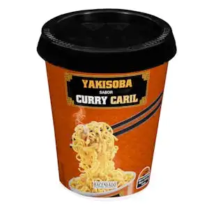 Fideos orientales Yakisoba sabor curry Hacendado Vaso 0.08 kg