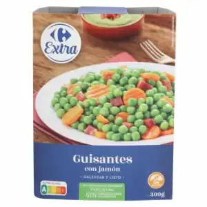 Guisantes con jamón y zanahoria Carrefour Extra 300 g.