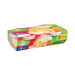 Papilla frutas con queso fresco + 8 meses Hacendado 2 tarritos X 0.13 kg