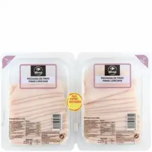 Pechuga de Pavo en finas lonchas Carrefour El Mercado pack de 2 unidades de 225 g