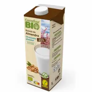 Bebida de almendras sin azúcar añadido ecológica Carrefour Bio sin gluten Brik 1 l.