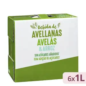 Bebida de avellana y arroz sin azúcares añadidos Hacendado 6 bricks X 1 L