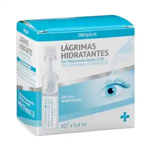 Lágrimas hidratantes para los ojos Deliplus con hialuronato sódico 0,1% Caja 1 ud