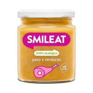 Tarrito de pavo con verduras desde 6 meses ecológico Smileat sin gluten 230 g.