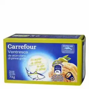 Ventresca de atún claro en aceite de oliva Carrefour 73 g.