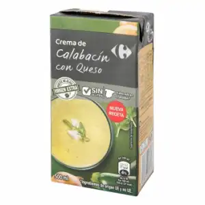 Crema de calabacín con queso Carrefour sin gluten 500 ml.