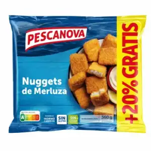 Nuggets de merluza congelado Pescanova sin gluten 300 g.