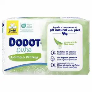 Toallitas para bebé calma & protege Pure Dodot 138 ud.