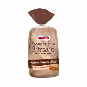 Pan de molde integral rebanada estilo artesano con espelta y toque de miel Bimbo 550 g.