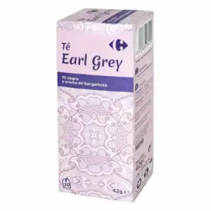 Té negro Earl Grey en bolsitas Carrefour 30 ud.