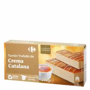 Turrón trufado de crema catalana Carrefour sin gluten 200 g.
