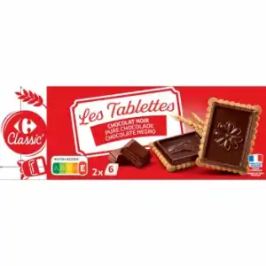 Galletas de mantequillas con tabletas de chocolate negro Carrefour Classic 150 g.