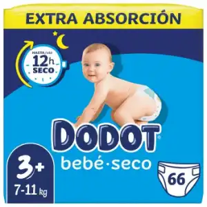 Pañales Dodot bebé-seco T3+ (7-11 kg) 66 ud.