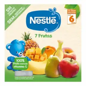 Preparado de 7 frutas desde 6 meses Nestlé sin gluten sin lactosa pack de 4 unidades de 100 g.