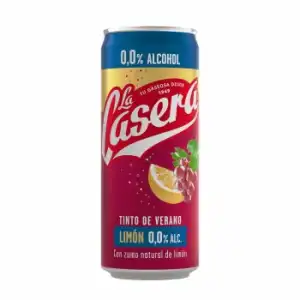 Tinto de verano con limón sin alcohol La Casera lata 33 cl.