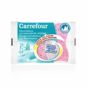 2 Estropajos con esponja Carrefour - Blanca