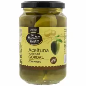 Aceitunas gordal con hueso De Nuestra Tierra 190 g.