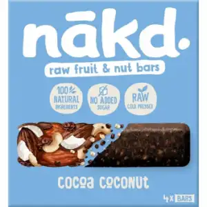 Barritas de cacao y coco Nakd sin gluten y sin lactosa 4 ud.