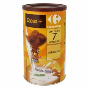 Cacao soluble insatntáneo Carrefour 600 g.