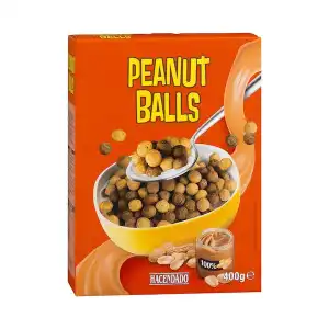 Cereales Peanut Balls Hacendado bolas de maíz y crema de cacahuete Caja 0.4 kg