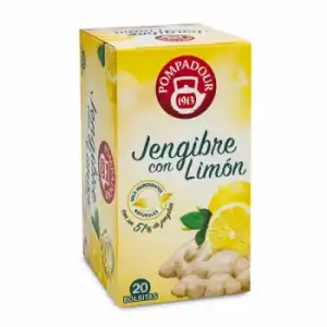 Infusión de jengibre con limón en bolsitas Pompadour 20 ud.