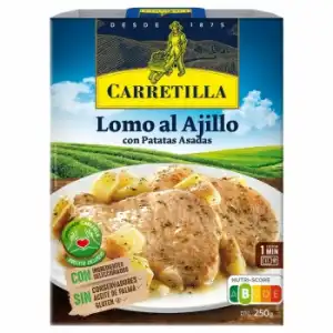 Lomo al ajillo con patatas asadas Carretilla sin gluten sin aceite de palma 250 g.