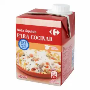 Nata para cocinar líquida ligera Carrefour 500 ml.