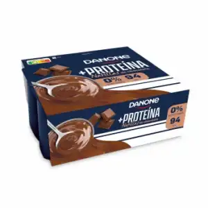 Natillas de chocolate altas en proteínas Danone sin gluten pack de 4 unidades de 120 g.