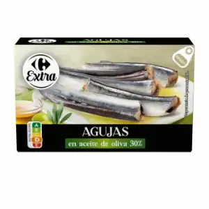 Agujas en aceite de oliva 30% Extra Carrefour 82 g