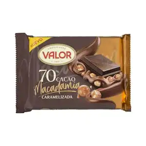 Chocolate negro 70% cacao Valor con nueces de macadamia caramelizadas