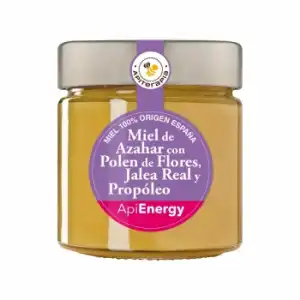 Miel de azahar con polen de flores, jalea real y propóleo ApiEnergy Apiterapia 300 g.