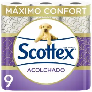 Papel higiénico Acolchado Scottex 9 rollos.